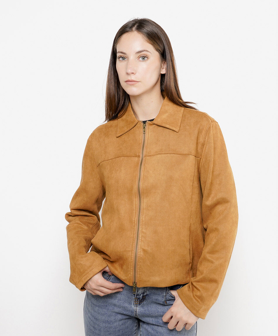 Campera mujer suede cierre