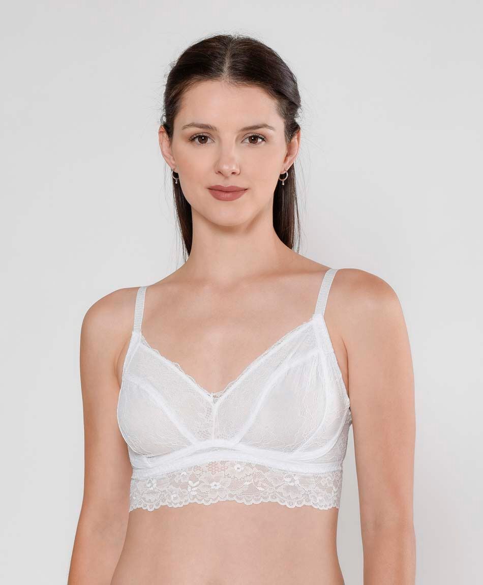 Bralette mujer encaje transl&uacute;cido