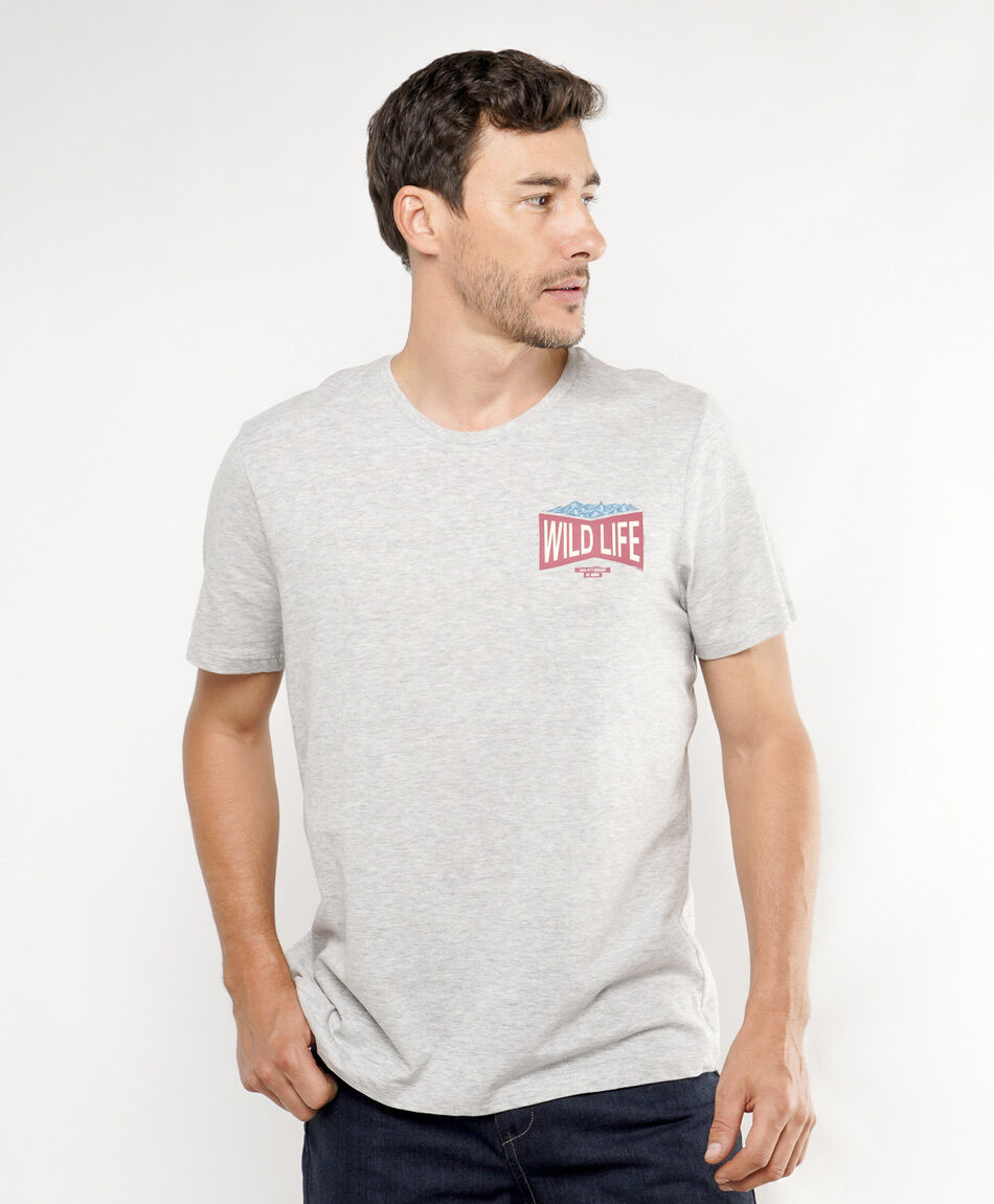 Remera hombre doble estampado wildlife