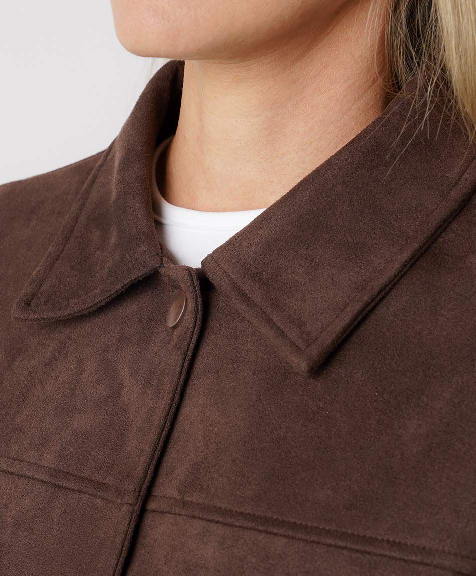 Campera mujer suede bolsillos
