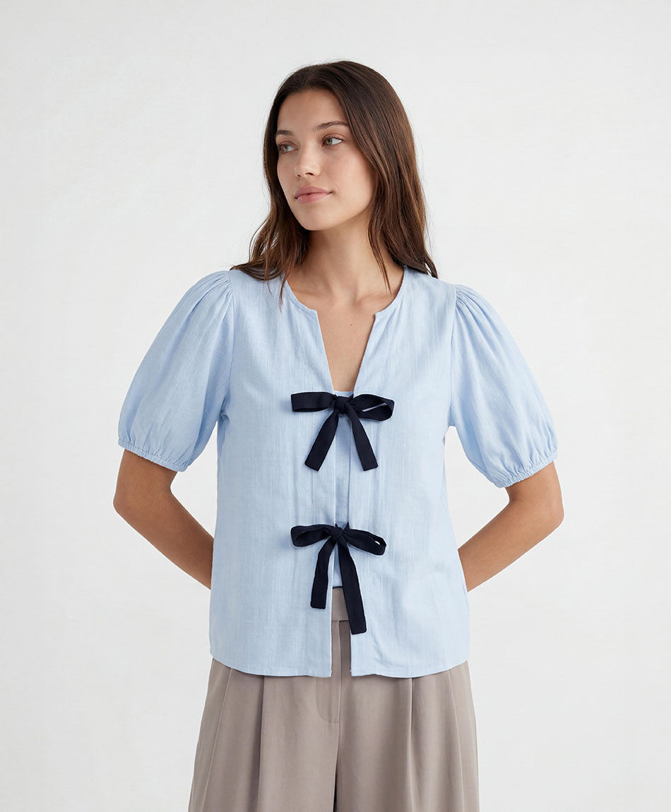 Camisa mujer doble lazo