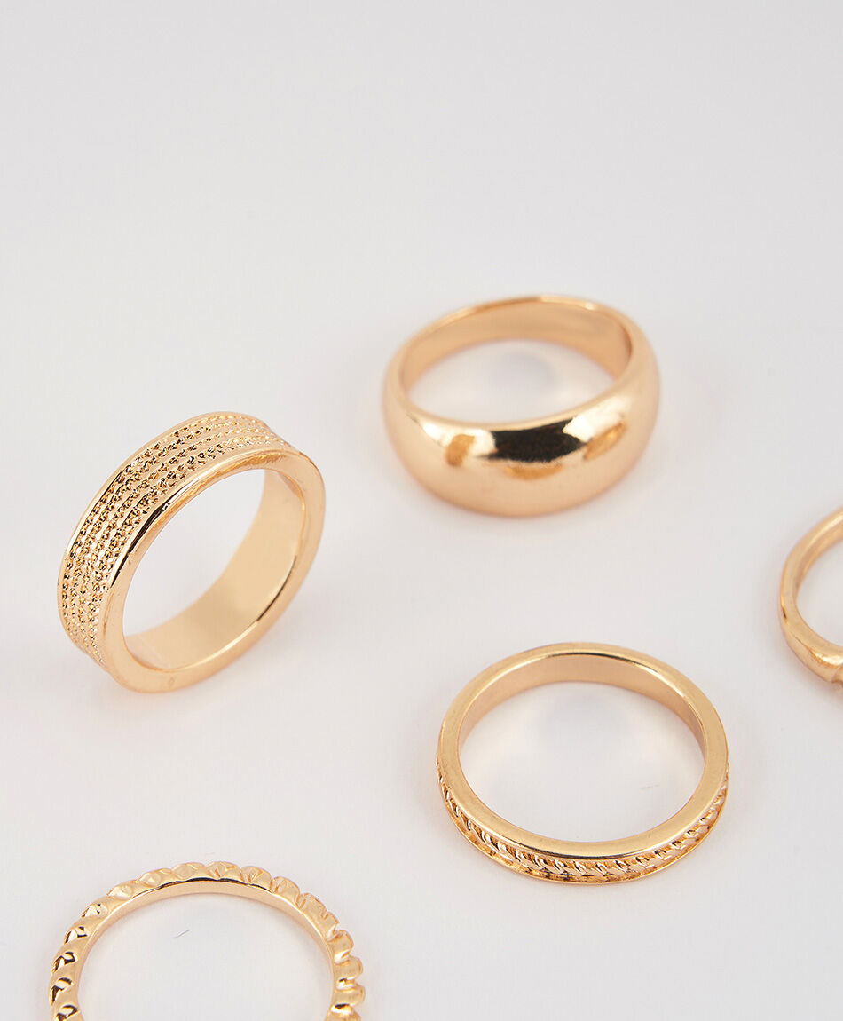 Set 5 anillos mujer dorados