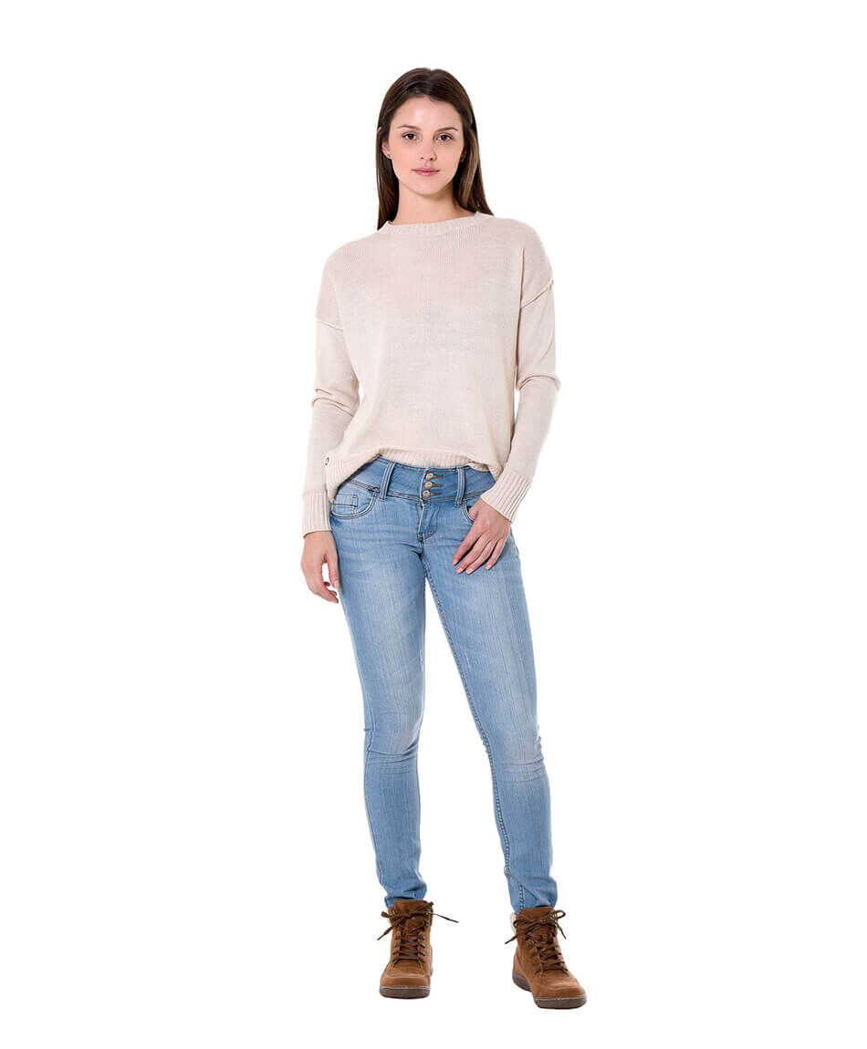Jeans mujer pretina alta skinny fit
