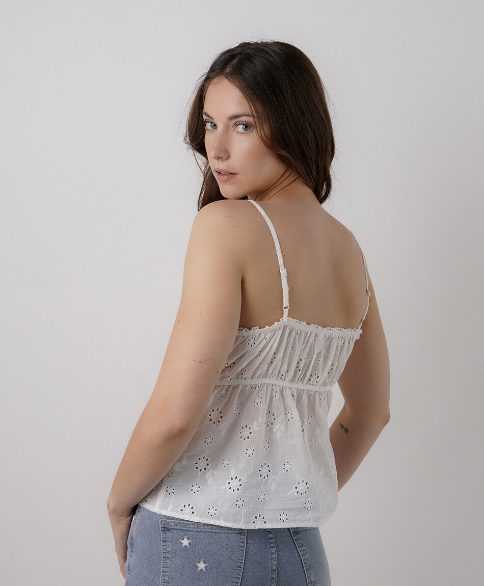 Top mujer mix calado