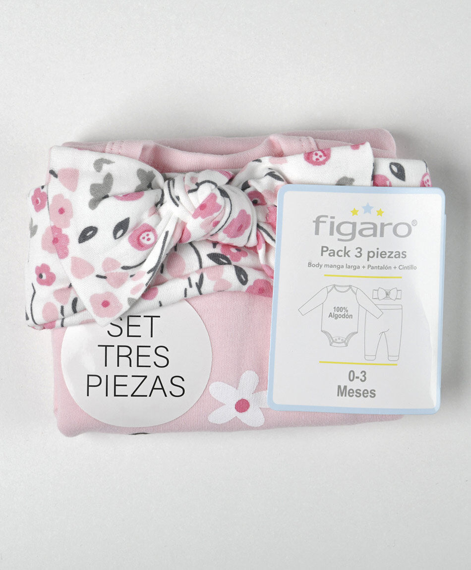 Pack 3 piezas beb&eacute; rosado
