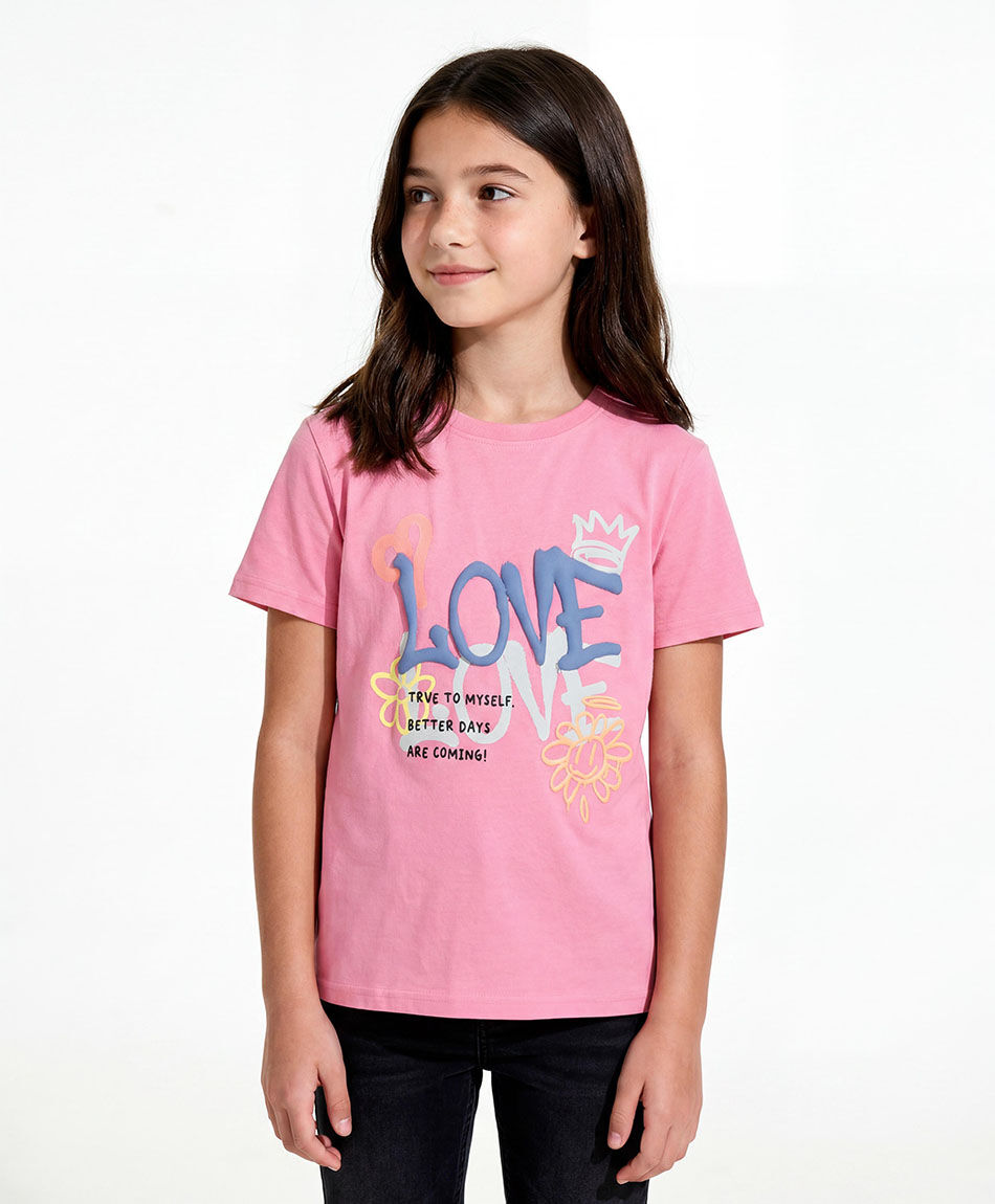 Remera ni&ntilde;a love graffiti