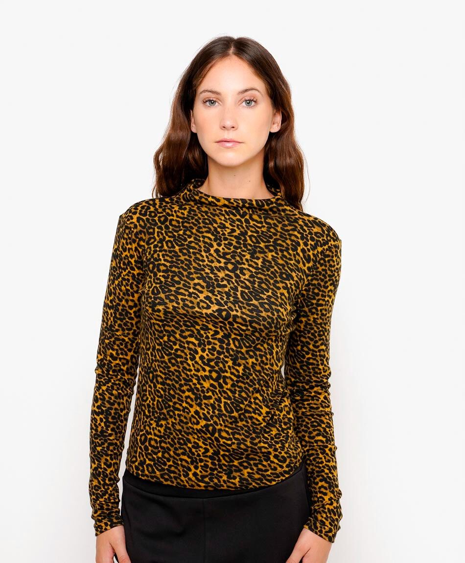 Polera mujer animal print fiera brown