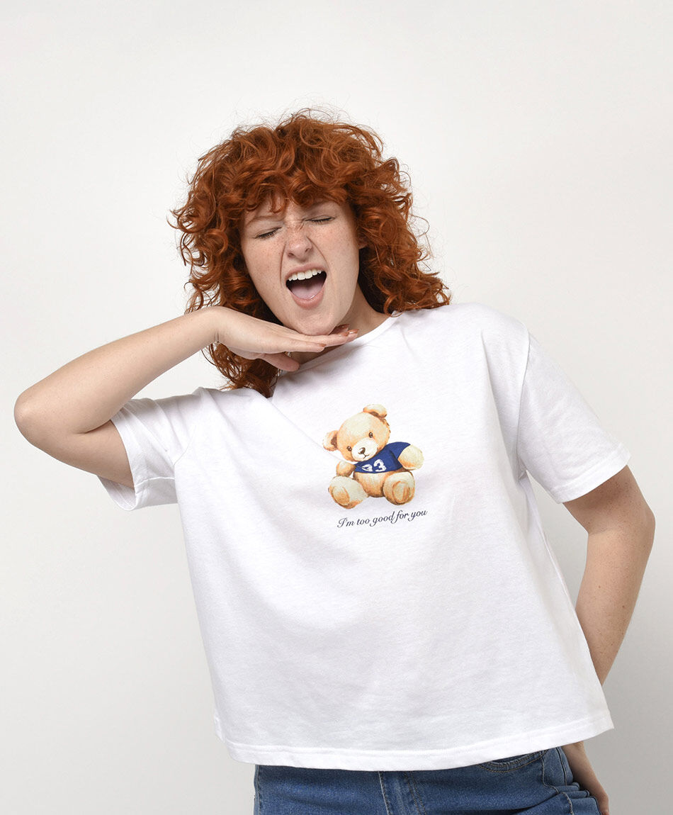 Remera mujer estampada oso teddy