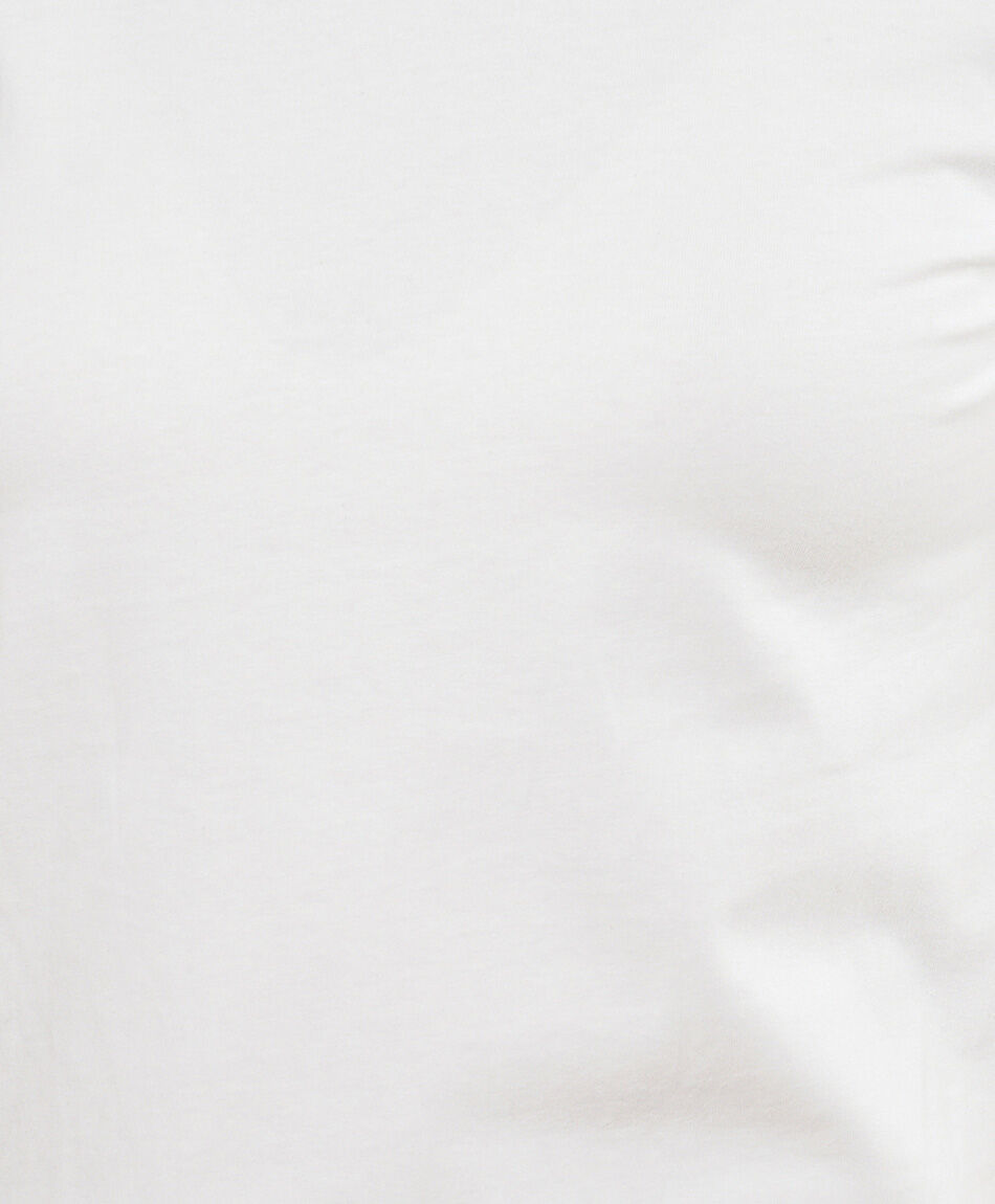 Remera mujer cuello bote botones blanca