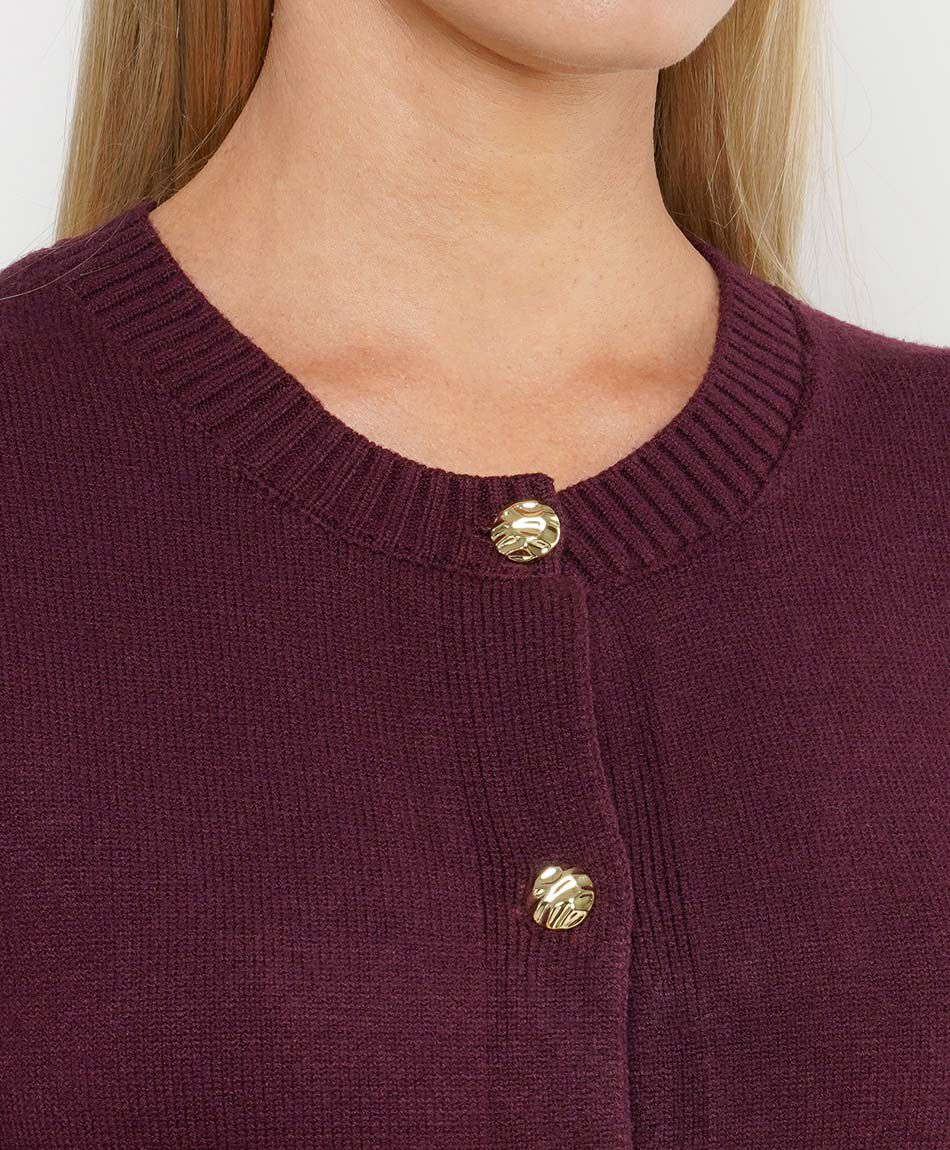 Cardigan mujer botones burdeo