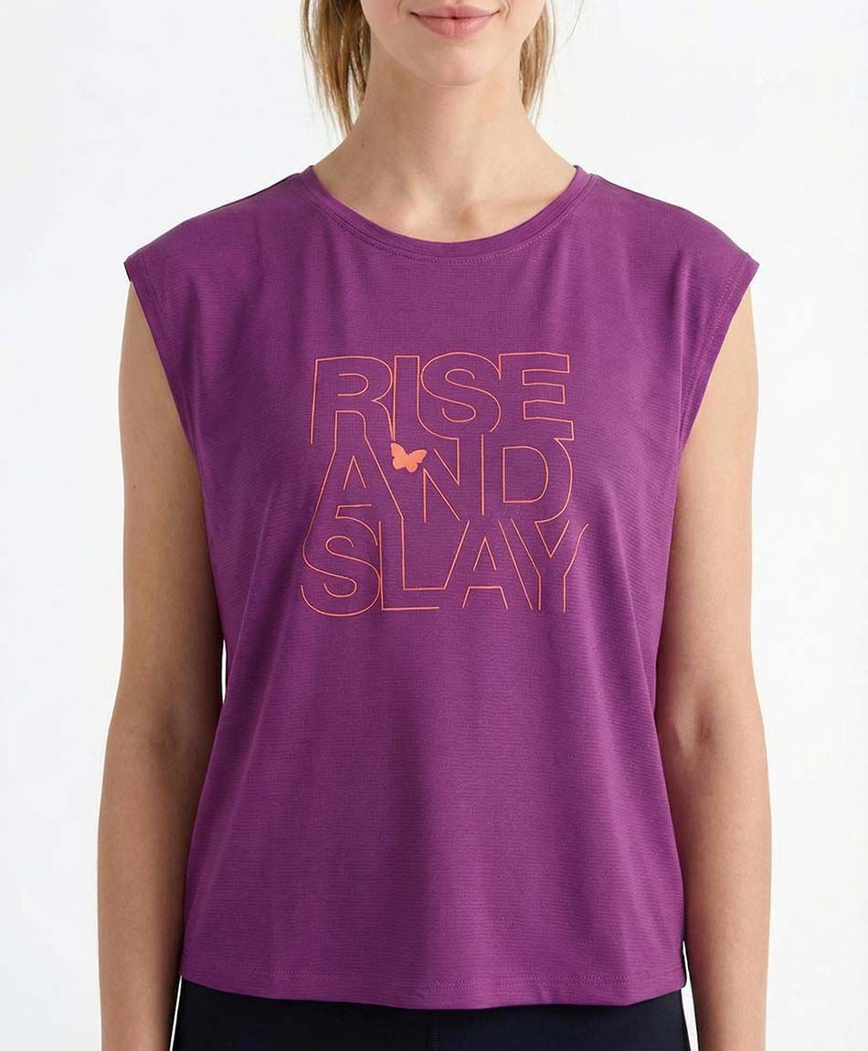 Remera deportiva mujer sin mangas lila
