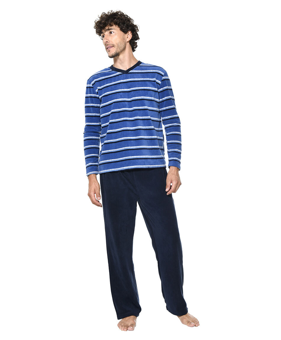 Pijama polar cuello v