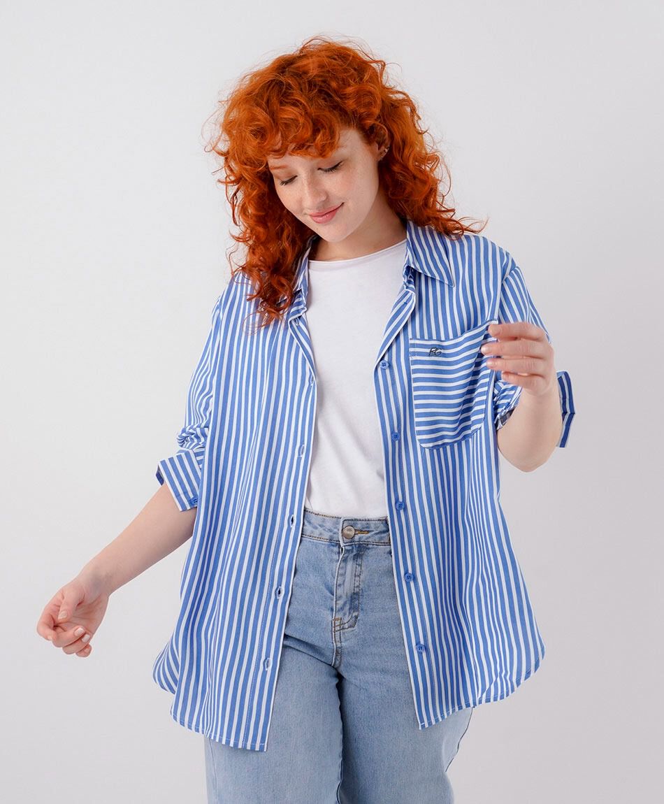 Camisa mujer lineas bolsillo