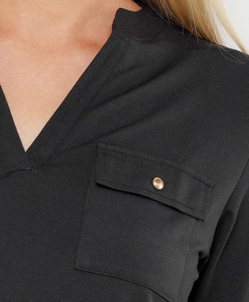 Remera mujer lisa doble bolsillo