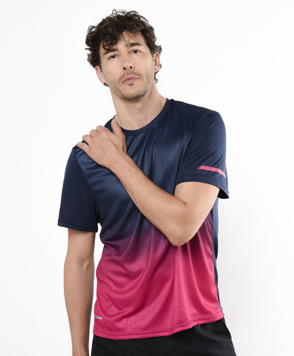 Polera deportiva hombre degrad&eacute; bicolor