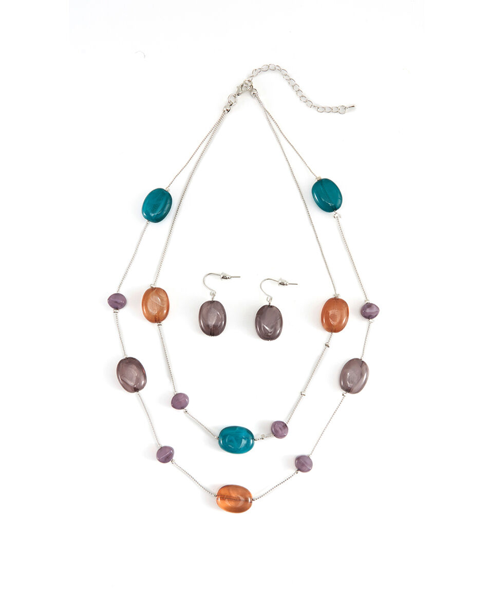 Set collar + aros mujer piedras