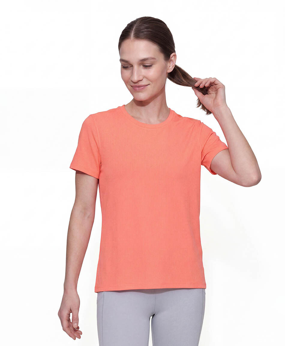 Remera deportiva mujer lisa coral
