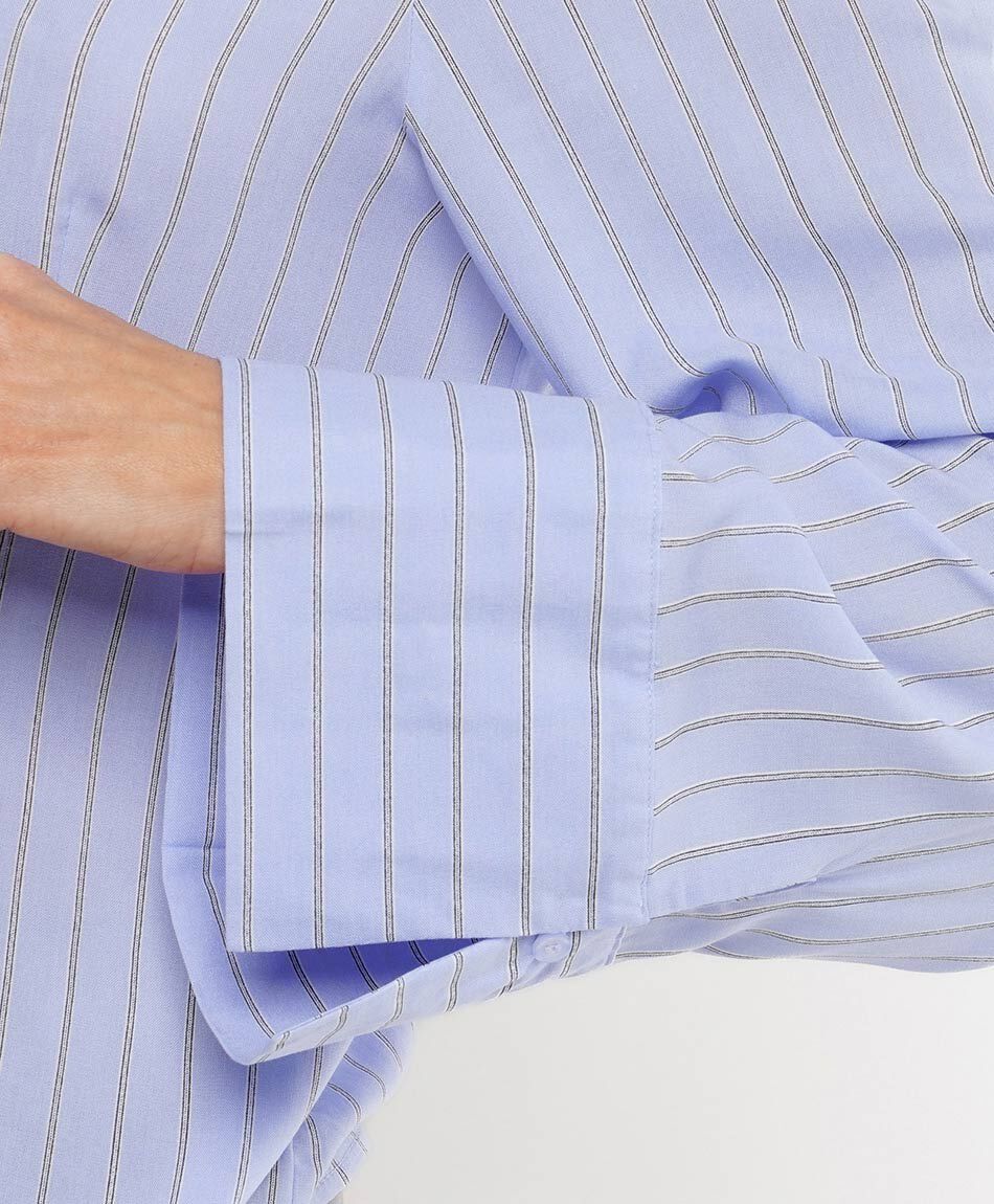 Camisa mujer l&iacute;neas manga ancha azul