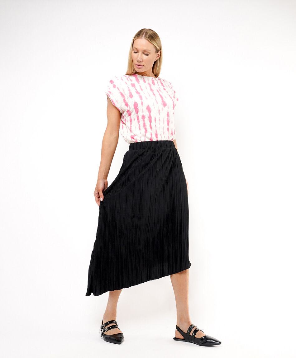 Pollera mujer pliegues asim&eacute;trica