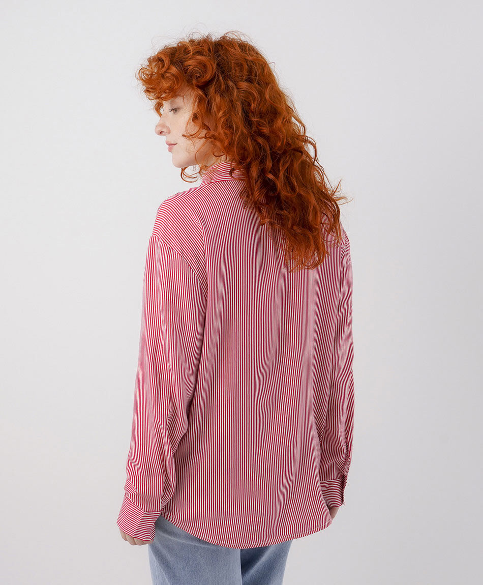 Camisa mujer camisera l&iacute;neas roja