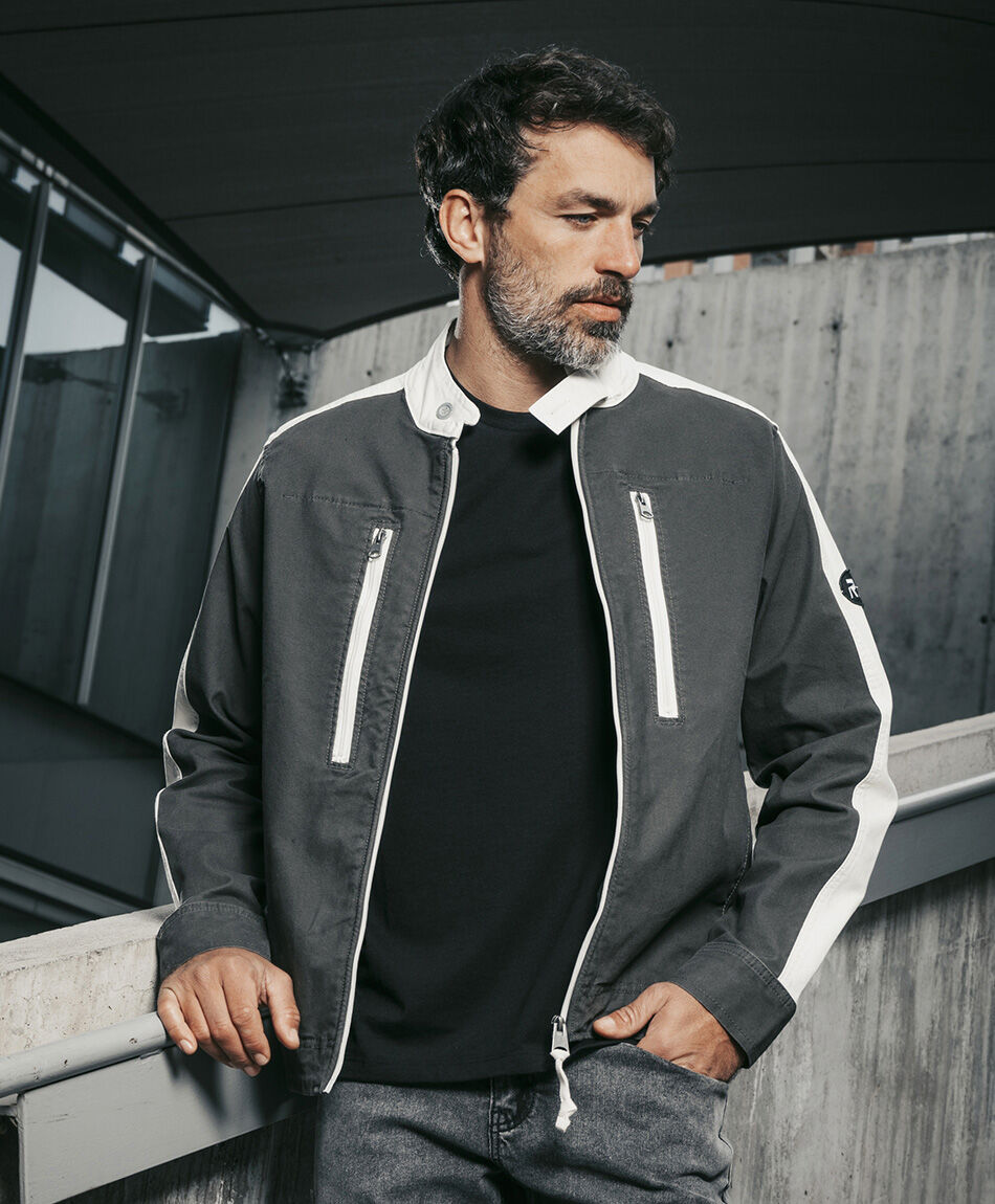 Campera hombre canvas bicolor
