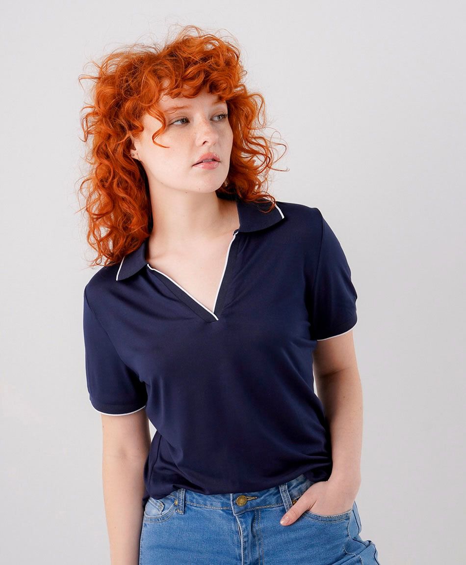 Remera mujer polo piping