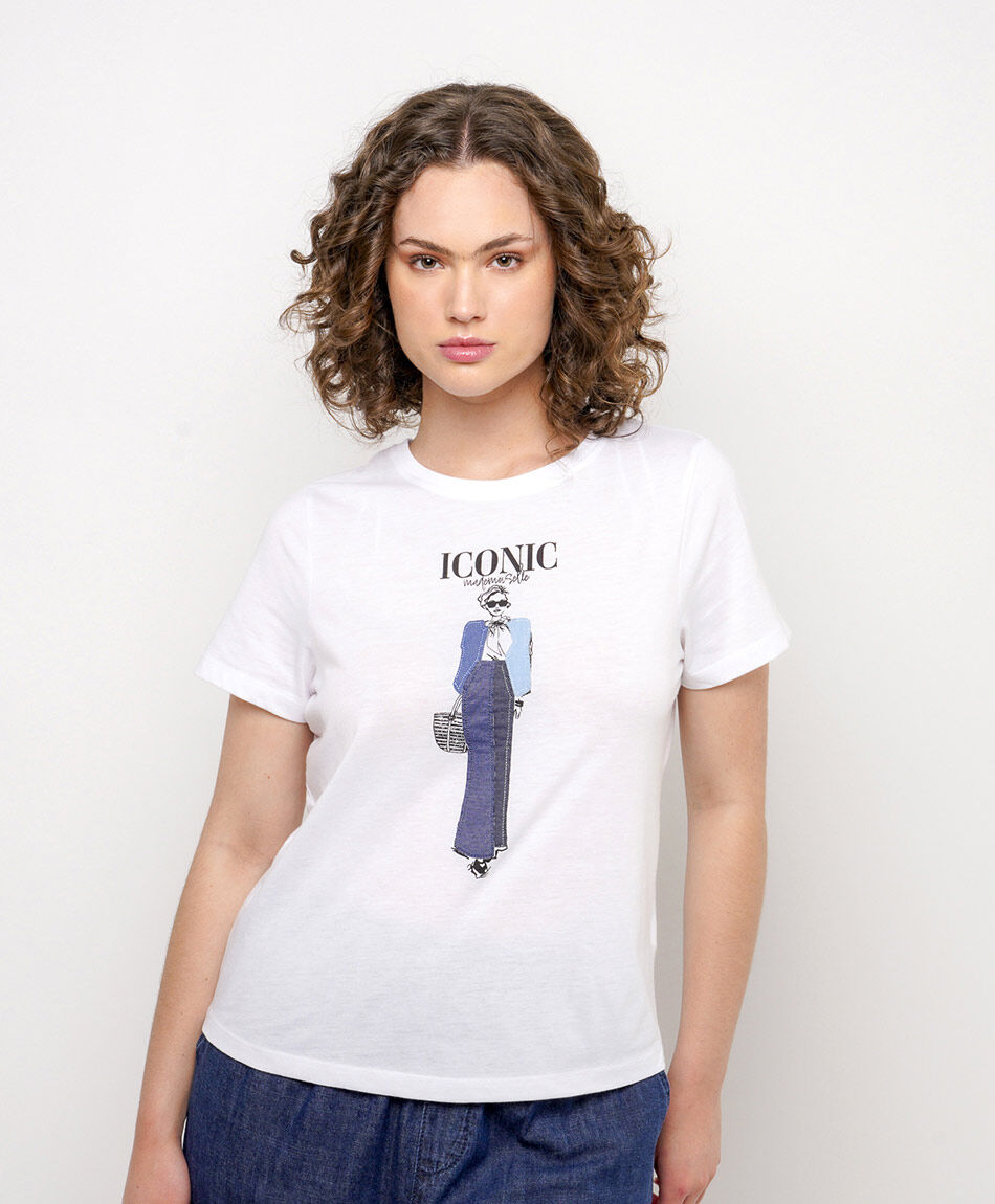 Remera mujer jeans bordado