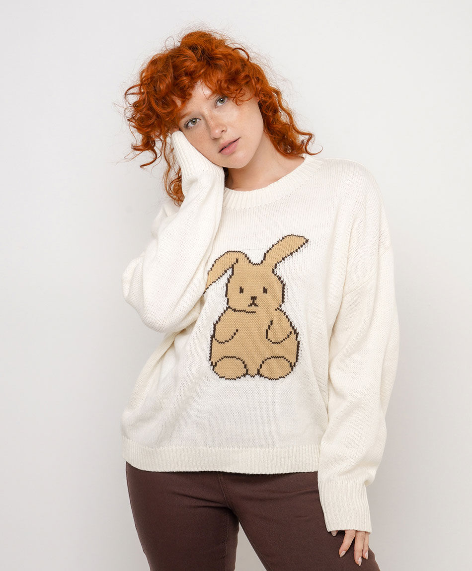 Sweater mujer jacquard bordado rabbit