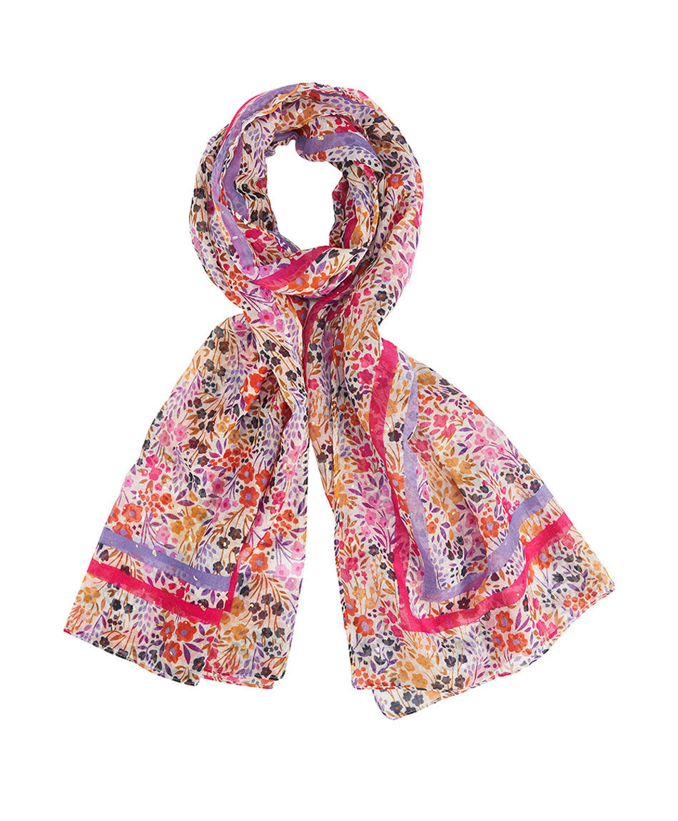 Pa&ntilde;uelo mujer floreado brillos