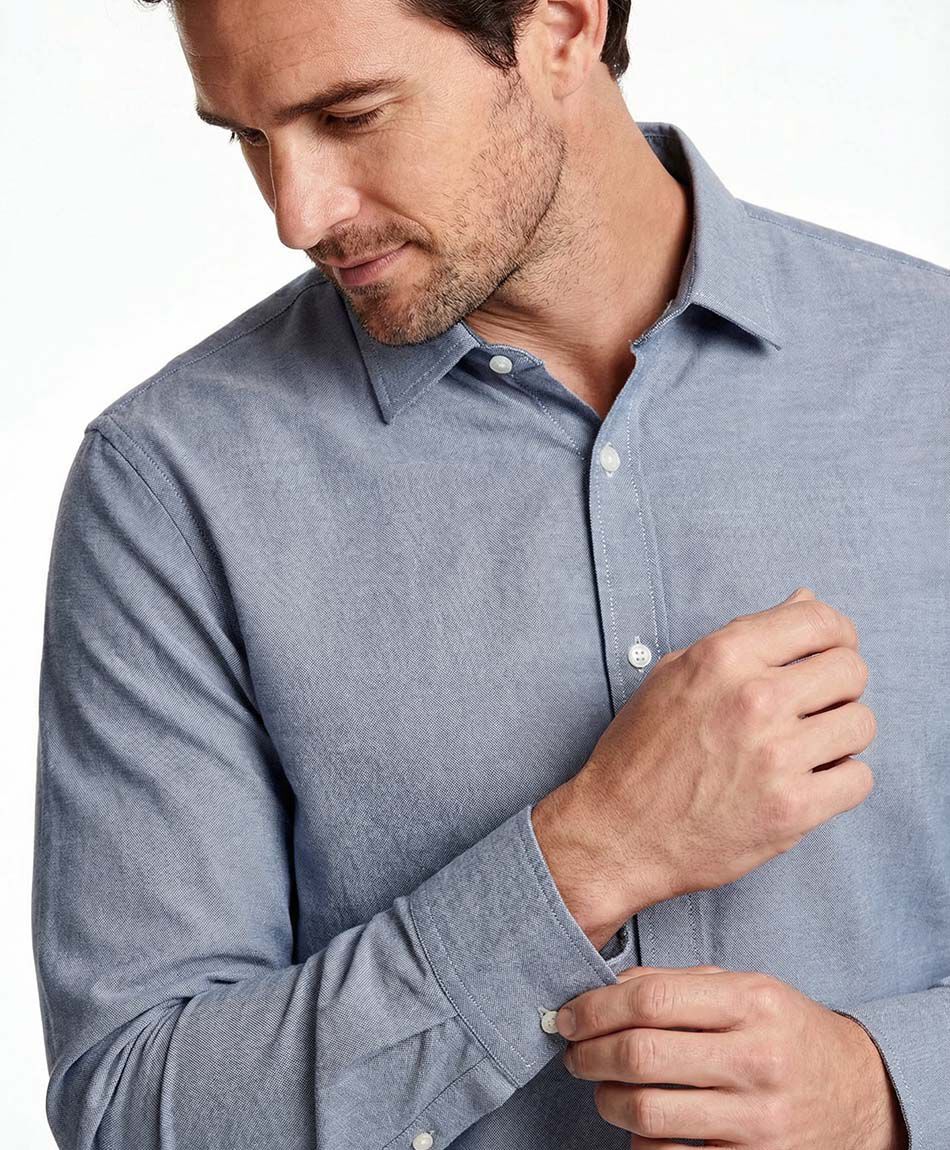 Camisa hombre manga larga gris
