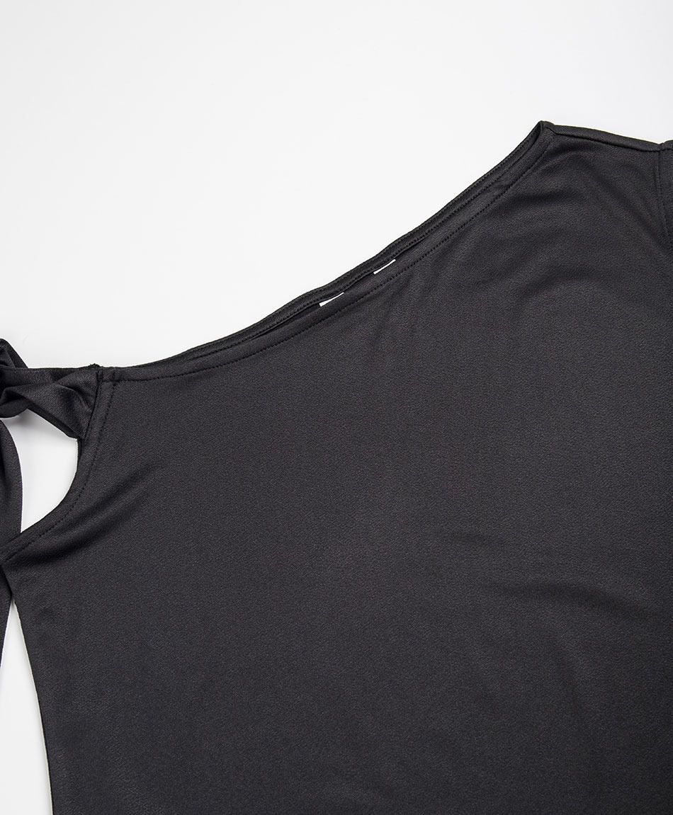 Remera mujer asimetrica lazo negra
