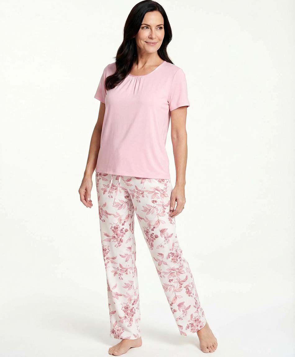 Pijama mujer dise&ntilde;o floreado pink