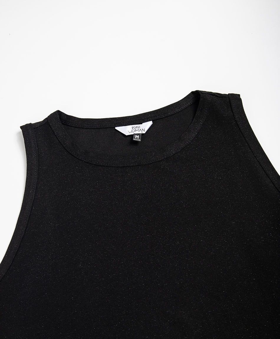 Remera mujer sin mangas brillos