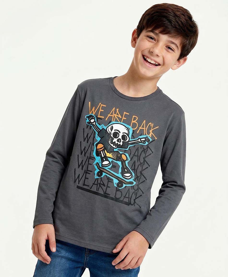 Remera ni&ntilde;o estampado esqueleto