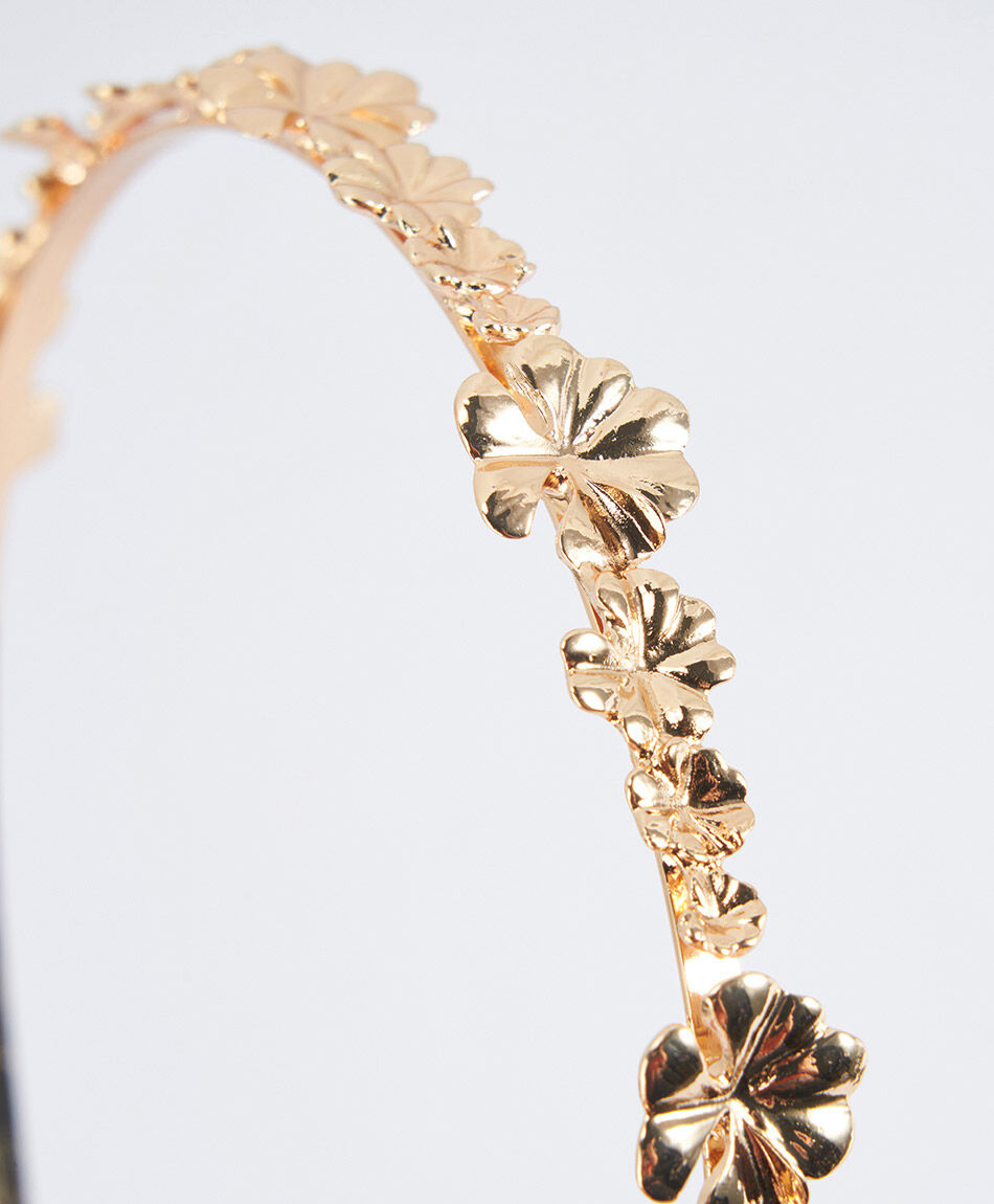 Cintillo mujer flores doradas