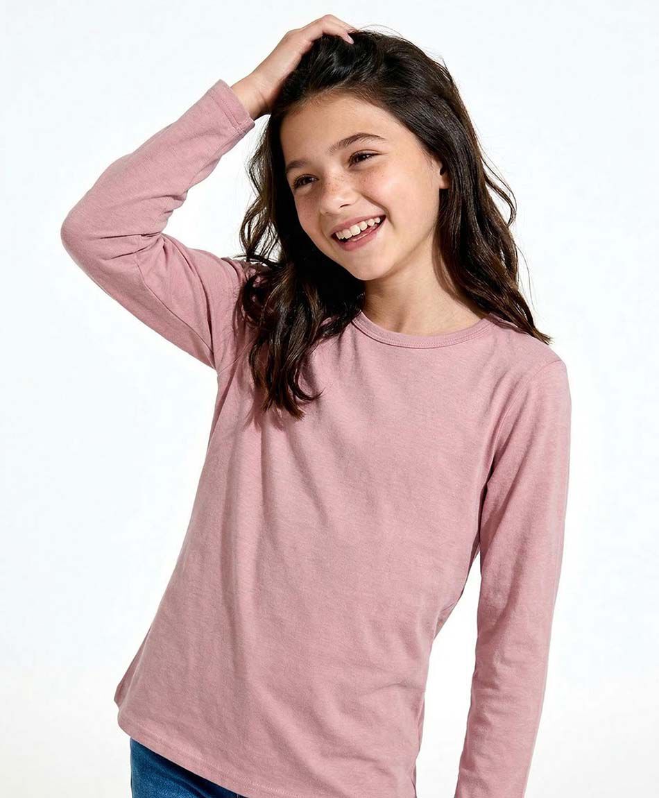 Remera ni&ntilde;a b&aacute;sica manga larga