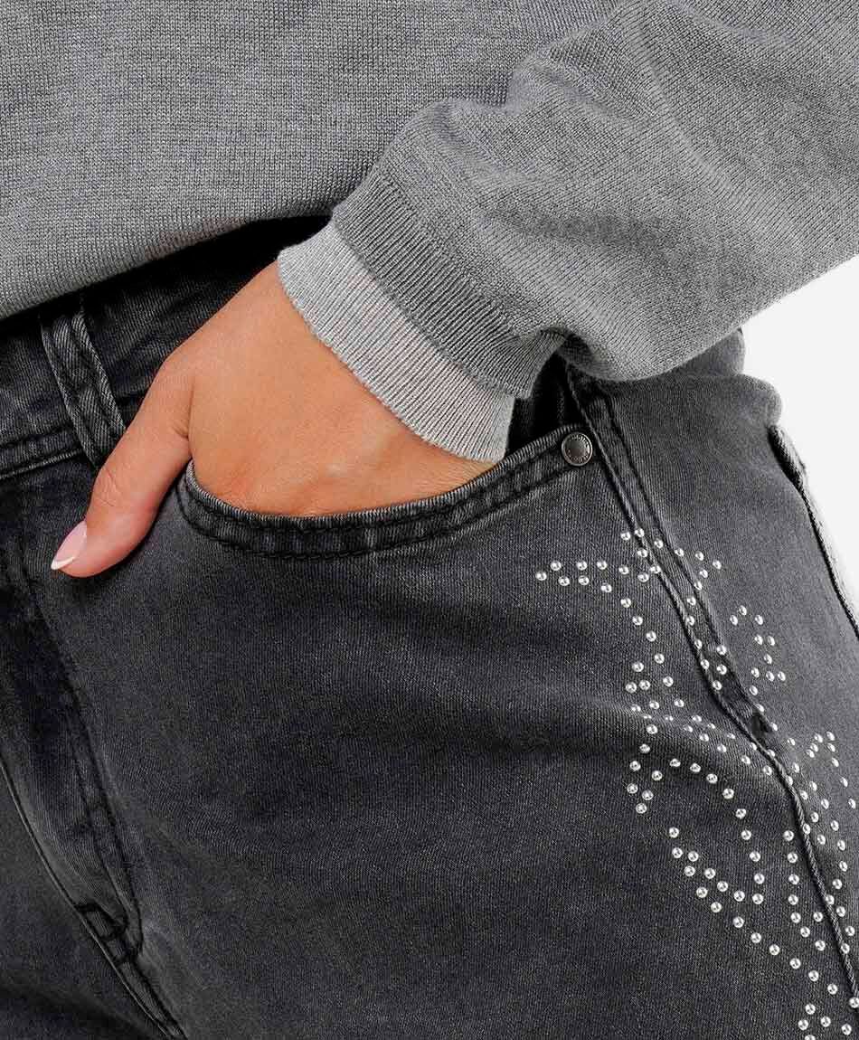 Jeans mujer dise&ntilde;o brillos wide leg