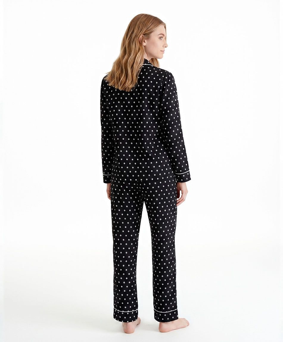 Pijama mujer camisero mini print l&iacute;neas