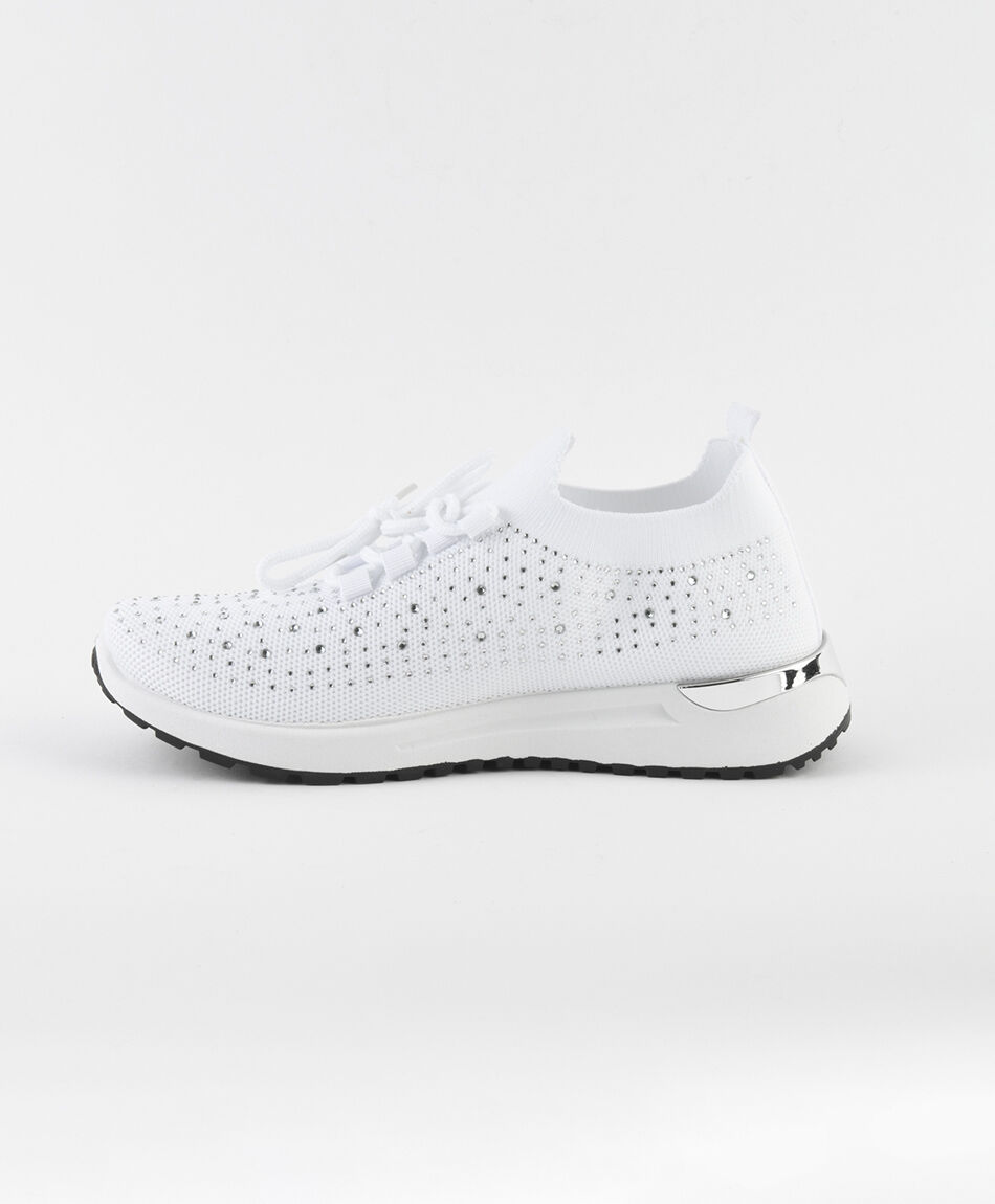 Zapatilla mujer piedritas blanca