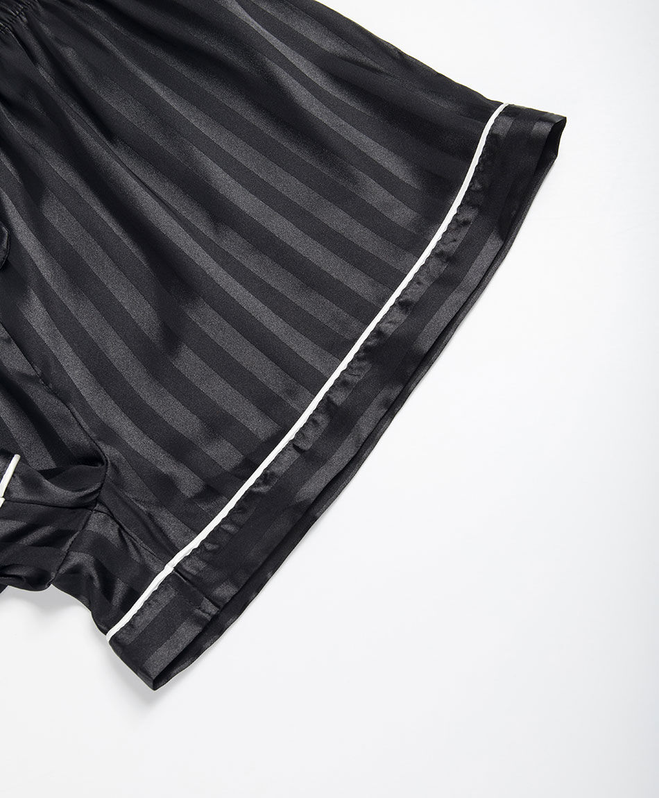 Pijama mujer camisero  sat&iacute;n rayas negro