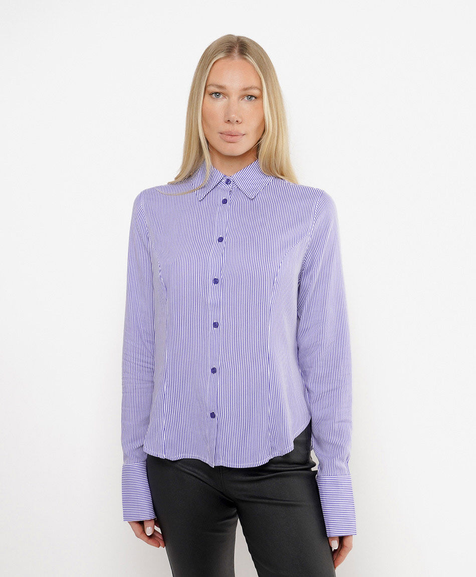 Camisa mujer listada entallada