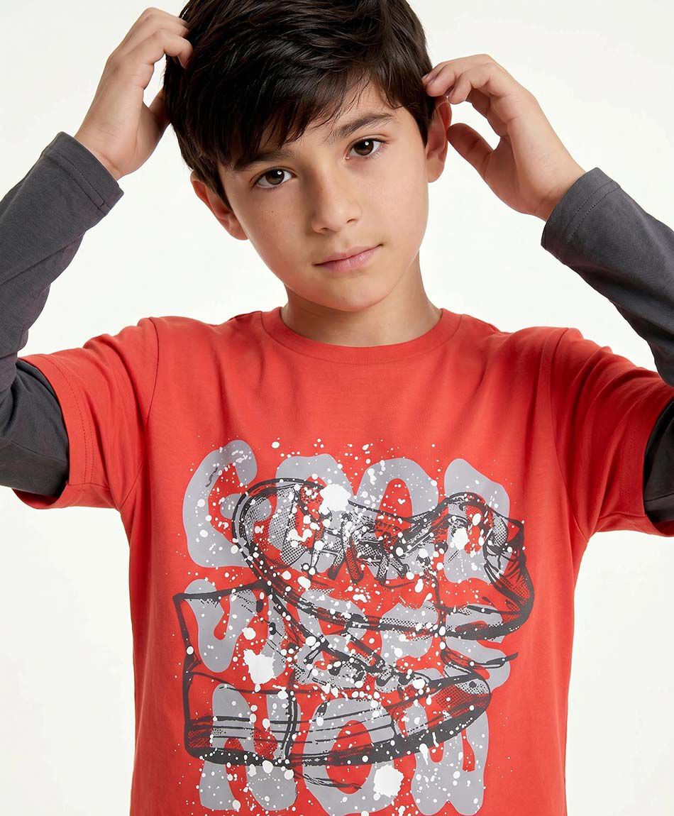 Remera ni&ntilde;o manga larga good vibes