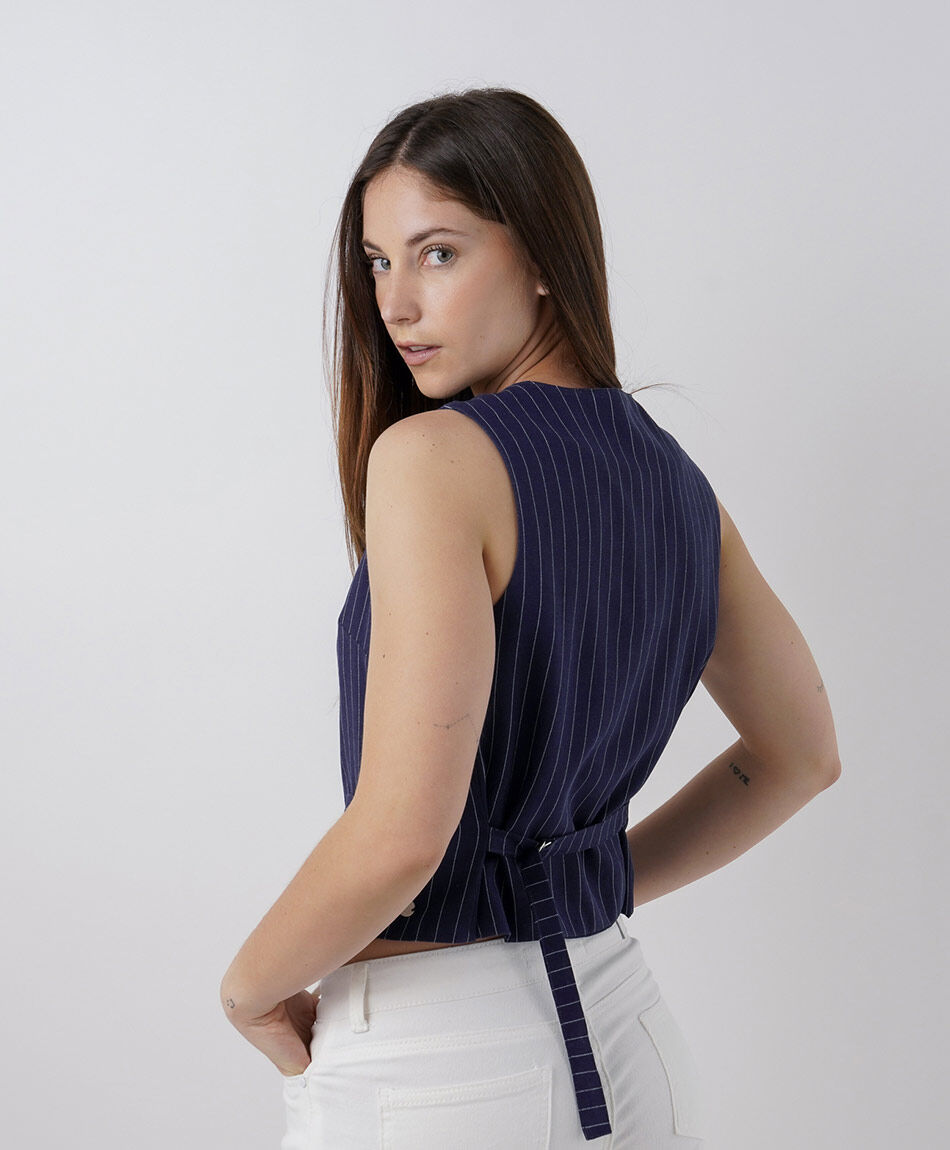 Chaleco mujer rayas lino