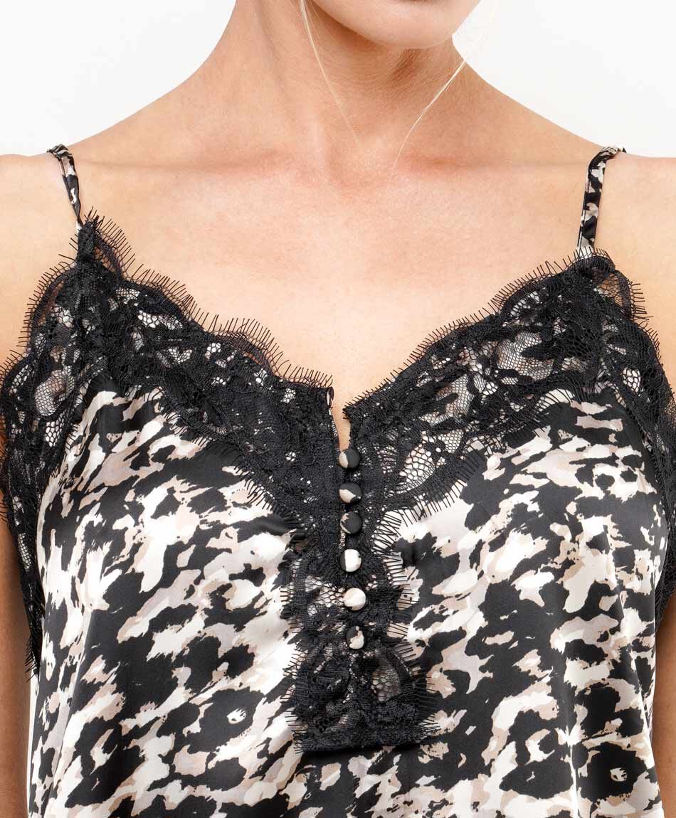 Camisa mujer top animal print encaje