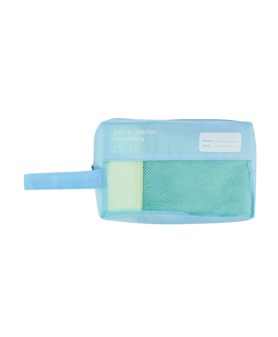 Set toalla escolar gimnasio celeste