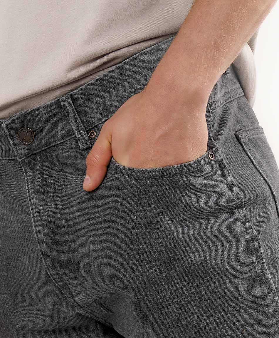 Jeans hombre gris recto