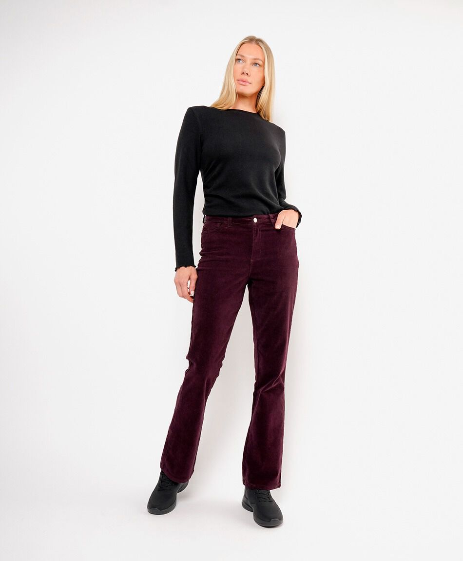 Pantal&oacute;n mujer corderoy burdeo