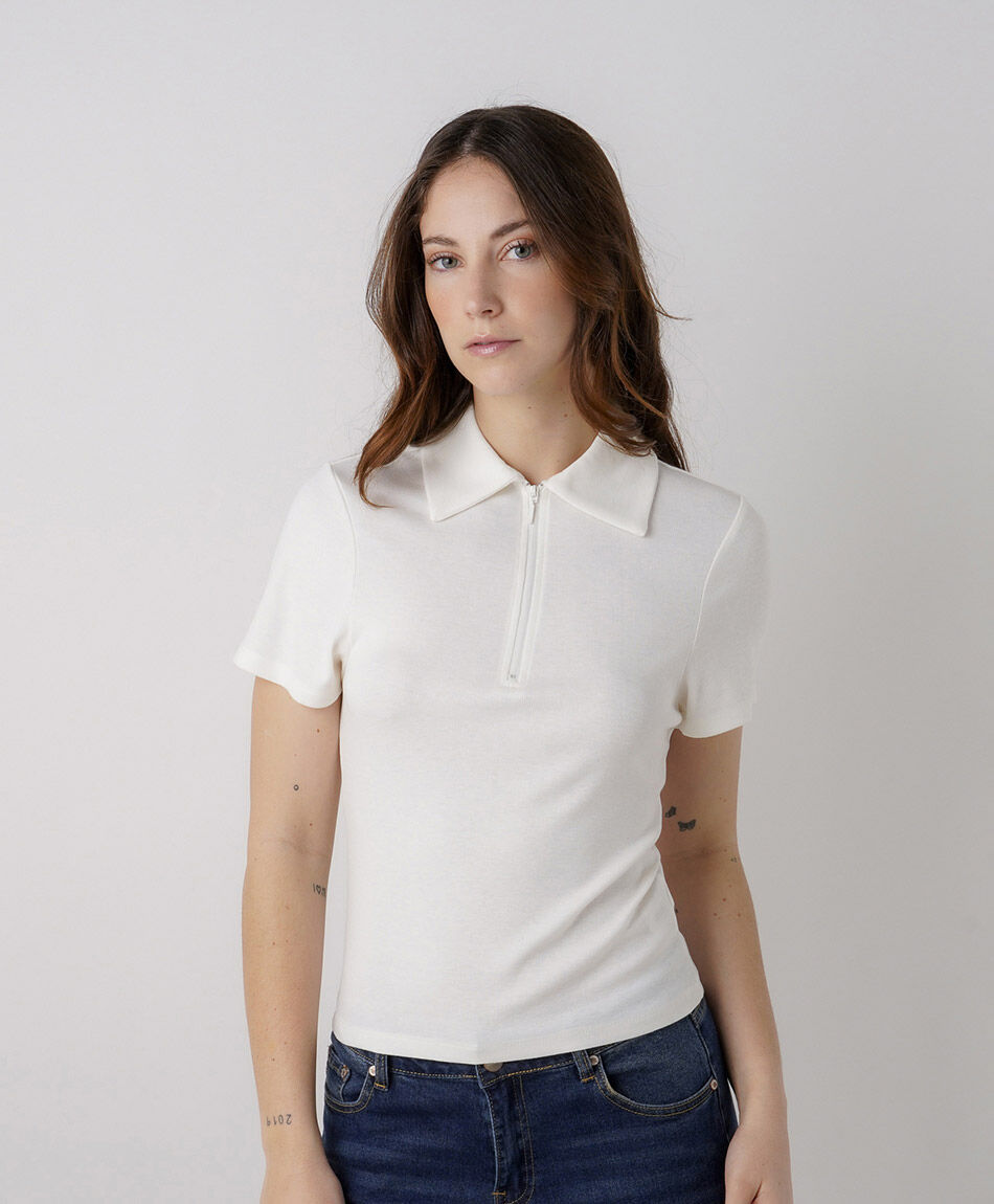 Remera mujer polo cierre