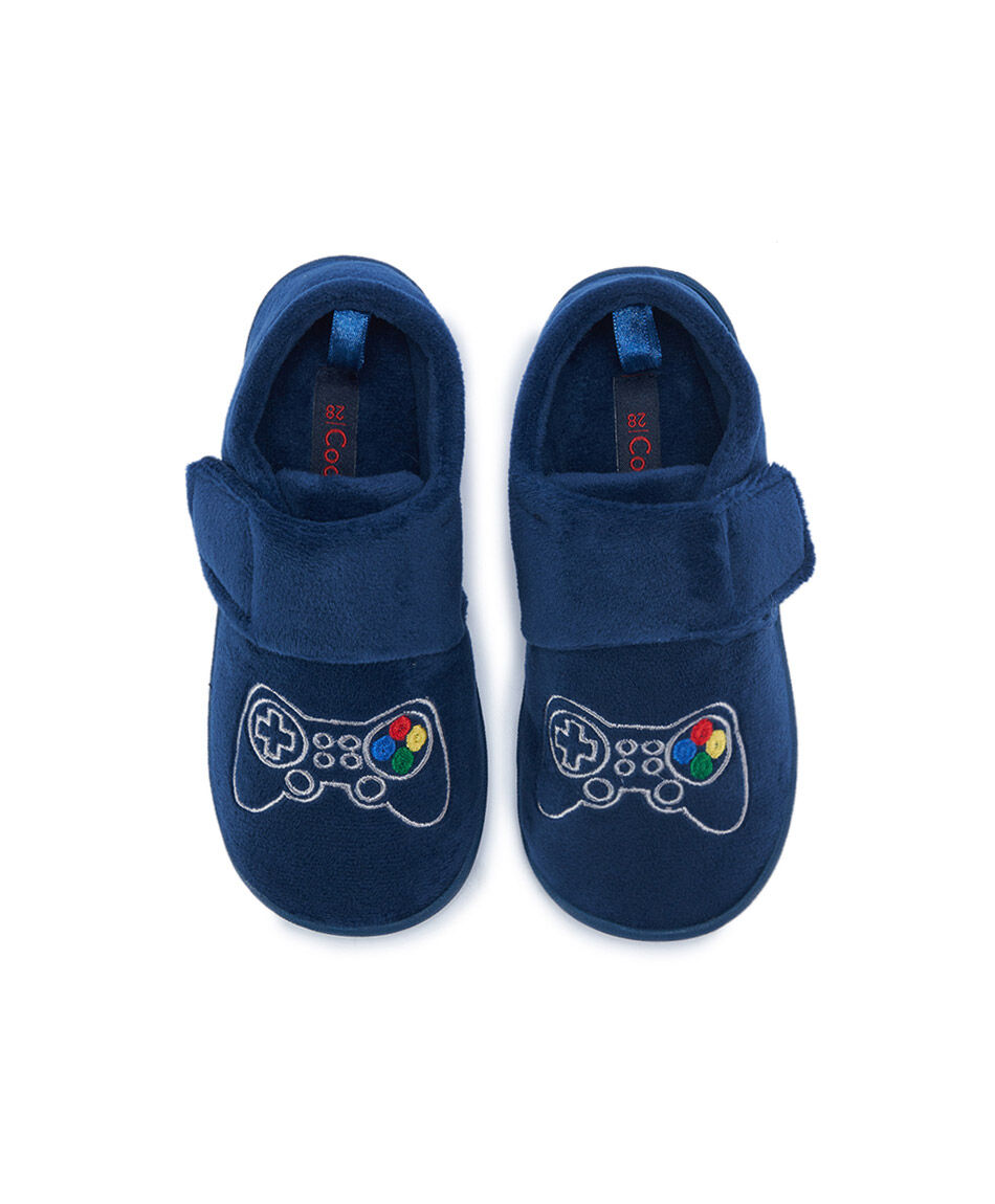 Pantufla ni&ntilde;o velcro gamer