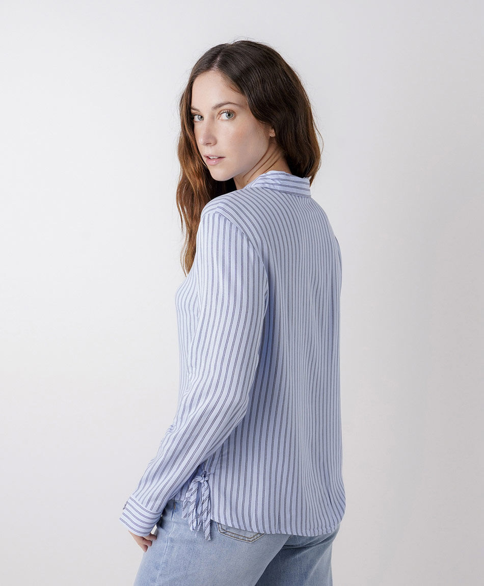 Camisa mujer l&iacute;neas lazos laterales